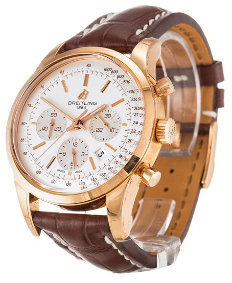 fake breitling transocean chronograph 38 automatic red gold men's watch|breitling watches for sale.